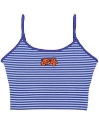 Obey - Tops ,Blauw ,Rayon Satin Blauw Mouwloos Tank Top - Lyst