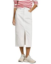 Pepe Jeans - Witte Denim Midi Rok Slim Fit - Lyst