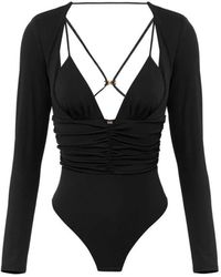 Elisabetta Franchi - Crêpe Jersey Bodysuit Mit Drapierung - Lyst