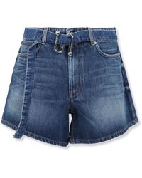 Sportmax - Korte Broeken ,Blauw ,Denim Fiesta Shorts - Lyst