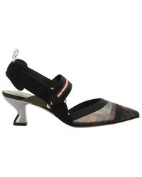 Fendi - Mesh Toe Sling-Back Kitten Heel Pumps - Lyst