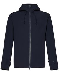 Herno - Jassen ,Blauw ,Hooded Jacket Double Bi-Stretch Fabric - Lyst