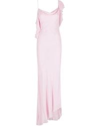 Self-Portrait - Georgette Maxi-Jurk Met Ruches - Lyst