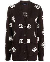 Dolce & Gabbana - Cardigan Aus Wolle Mit Dg-Intarsienmotiv - Lyst