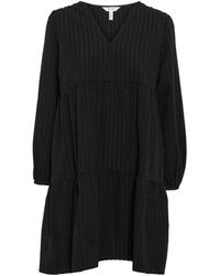 Part Two - Kleedjes ,Zwart ,Katoen Zwarte Jurk Met Lange Mouwen En V-Hals Van Katoen - Lyst