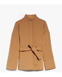 Max Mara - Jassen ,Bruin ,Milano Jersey Jas Met Coreana Kraag - Lyst
