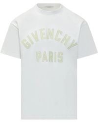 Givenchy - Tops ,Wit ,Katoen T-Shirt Van Katoen Met Paris-Borduursel - Lyst