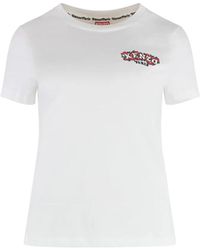 KENZO - Geripptes crew-neck t-shirt aus baumwolle - Lyst