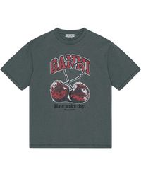 Ganni - Future Grey Relaxed Cherry T-Shirt - Lyst