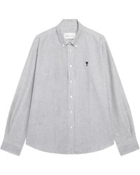 Ami Paris - Overhemden ,Veelkleurig ,Katoen Quota Contrasted Logo Button-Down Collar - Lyst