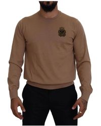 Dolce & Gabbana - Crew Neck Sweater Emblem - Lyst