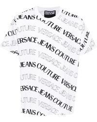 Versace - Logo print weiße baumwoll-t-shirt - Lyst
