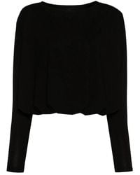 Pinko - Truien & Vesten ,Zwart ,Zwarte Gedrapeerde Jersey Sweater Love Birds - Lyst