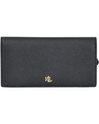 Ralph Lauren - Schwarze brieftasche mit goldenem logo - Lyst