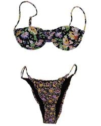 ME FUI - Badmode ,Veelkleurig ,Polyester Bloemen Bikini Set Met Haaksluiting - Lyst