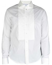 Off-White c/o Virgil Abloh - Camicia bianca a maniche lunghe in cotone con stampa logo - Lyst