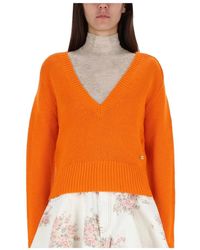 Ganni - Truien & Vesten ,Oranje ,Wol Chunky Cashmere Deep V-Neck - Lyst