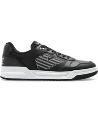 EA7 - Schoenen ,Zwart ,Leer Sportschoenen Met Logo - Lyst