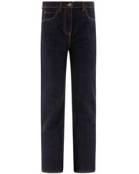 Etro - Blauwe Straight-Leg Jeans Hoge Taille - Lyst