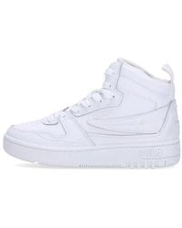 Fila - Schoenen ,Wit ,Leer Witte Hoge Top Sneaker Leer Rubber - Lyst