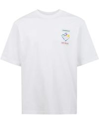 CASABLANCA - Baumwoll-Crewneck T-Shirt Mit Druck - Lyst