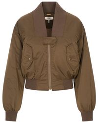 Chloé - Bruine Bomberjack Met Wolaccenten - Lyst