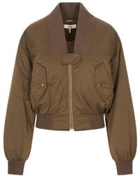 Chloé - Bruine Bomberjack Met Wolaccenten - Lyst