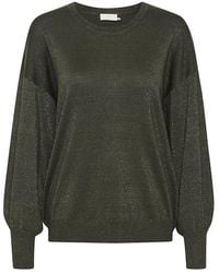 Kaffe - Truien & Vesten ,Groen ,Nylon Bosnacht Gebreide Trui Met Pofmouwen - Lyst
