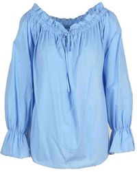 L'Autre Chose - Overhemden ,Blauw ,Katoen Katoenen Blouse - Lyst