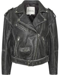 My Essential Wardrobe - Jassen ,Zwart ,Leer Vintage Leren Jas Met Zilveren Details - Lyst