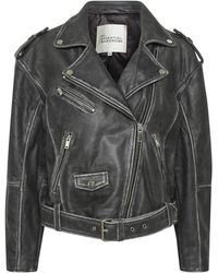 My Essential Wardrobe - Jassen ,Zwart ,Leer Vintage Leren Jas Met Zilveren Details - Lyst