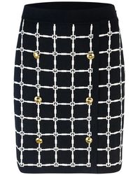 Elisabetta Franchi - Jacquard Logo Miniskirt With Buttons - Lyst