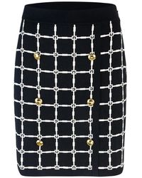 Elisabetta Franchi - Jacquard Logo Miniskirt With Buttons - Lyst