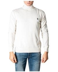 U.S. POLO ASSN. - U. Polo Assn. ,Truien & Vesten ,Wit ,Katoen Klassieke Turtleneck Sweater Witte Gebreide - Lyst
