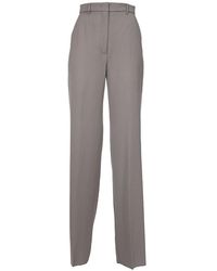 Max Mara - Broeken ,Grijs ,Wol Wollen Broek Met Rechte Pijpen - Lyst