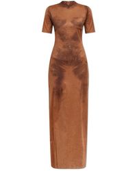 Acne Studios - Kleedjes ,Bruin ,Polyester Velvet-Finish Jurk - Lyst