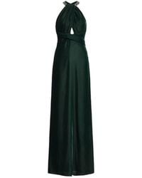 Ralph Lauren - Vestido largo verde de terciopelo con perlas - Lyst