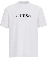 Guess - Weißes Logo T-Shirt Baumwolle Einfarbig - Lyst