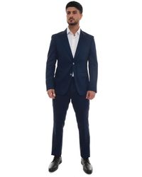 BOSS - Kostuums ,Blauw ,Linnen Single Breasted Suit - Lyst