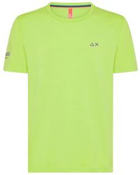 Sun 68 - Tops ,Groen ,Katoen Geel Katoenen T-Shirt Met Korte Mouwen - Lyst