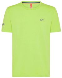 Sun 68 - Tops ,Groen ,Katoen Geel Katoenen T-Shirt Met Korte Mouwen - Lyst