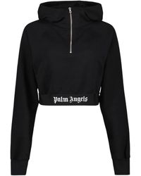 Palm Angels - Kurzer hoodie mit reißverschluss und logo - Lyst