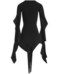 Mugler - Kleedjes ,Zwart ,Asymmetrische Mini Jurk Met Ruches - Lyst
