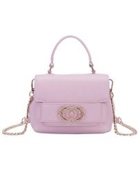 La Carrie - Rosa handtasche mit strass-logo - Lyst