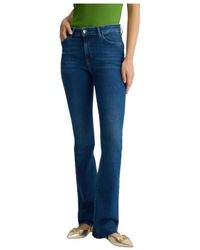 Liu Jo - Jeans ,Blauw ,Katoen Hoge Taille Flared Jeans Met Strass - Lyst