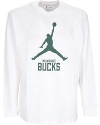 Nike - Fitness ,Wit ,Katoen Milwaukee Bucks Lange Mouw T-Shirt - Lyst
