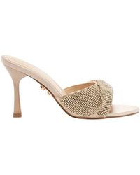 TWENTYFOUR - Silberne Strass Knoten High Heel Sandalen - Lyst