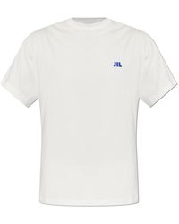 Jil Sander - Tops ,Wit ,Katoen T-Shirt Met Geborduurd Logo - Lyst