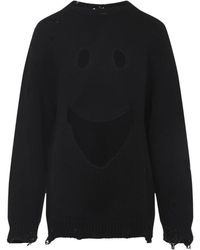 Moschino - Zwarte Smile Cropped Sweater - Lyst