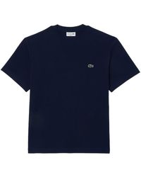 Lacoste - Blau baumwoll t-shirt,klassisches t-shirt mit kurzen ärmeln - Lyst
